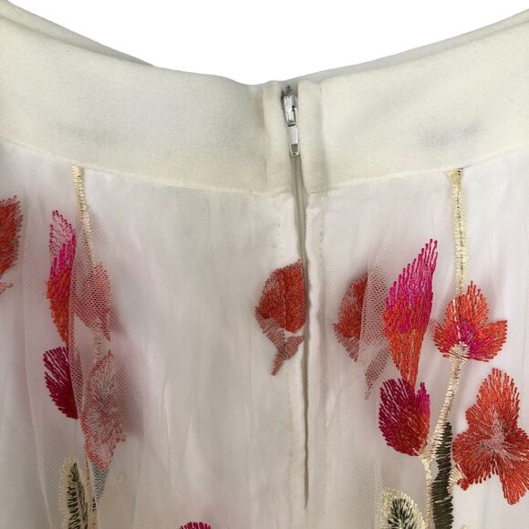 TRIXXI White Floral Embroidered Prom Party Maxi Skirt w Tulle Junior Sz 1 - Picture 10 of 16